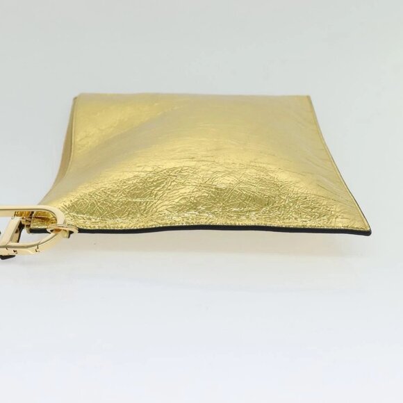 FENDI Clutch Bag Leather Brown Gold Auth mr1110V - Picture 3 of 16